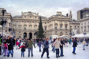 In London, the courtyard at Somerset House transforms into an ice-skating rink every year from mid-November to January. Photo by Lauren Mills