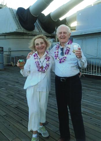 Lili and Don Tremblay aboard the USS  Missouri in Pearl Harbor.