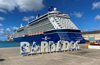 The Celebrity Equinox docked in Barbados.