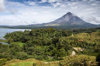 Arenal volcano and lake, viewed from Hotel Linda Vista in Costa Rica. Photo by Christine Beebe