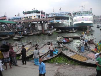 Water taxis in Dhaka Harbor — Bangladesh. Photos by Deborah Blenkarn