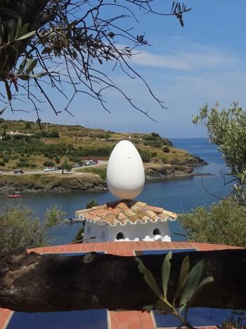 An egg sits atop Dalí’s house in Portlligat.