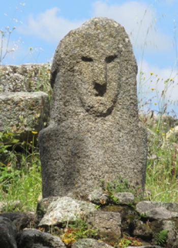 Statue-menhir on Filitosa’s central mound.