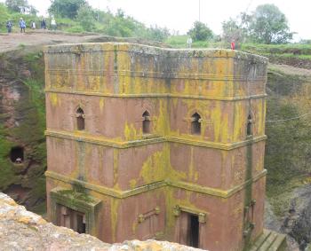 The rock-hewn monolithic Church of St. George in Lalibela.