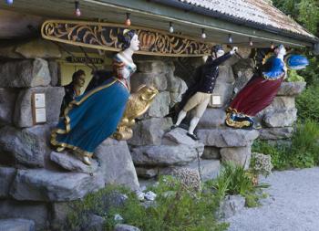 Some of the ships' figureheads recovered from shipwrecks off the Scilly Isles — Valhalla Museum, Tresco. Photo by Clive Nichols, courtesy of Tresco Abbey Garden