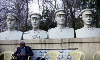 Busts of military officers in a Sulaymaniya park.