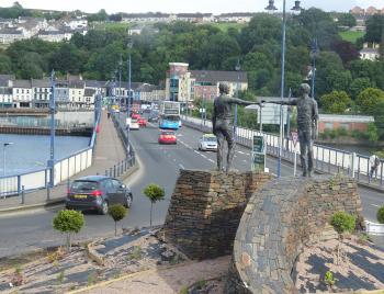 From our room at the Bridge B&B in Derry, we had this view of the “Hands Across the Divide” memorial, representing the spirit of reconciliation, erected 20 years after Bloody Sunday.