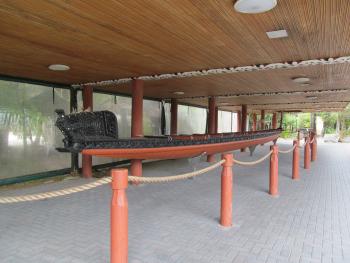 <i>Waka taua</i> (war canoe) on display at Te Puia in Rotorua, New Zealand.