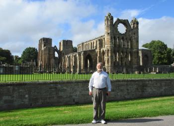 Marvin at the Elgin Cathedral ruins.