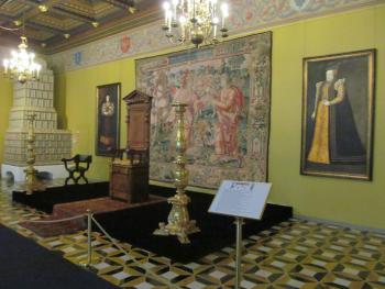 A restored regal room in the Palace of the Grand Dukes of Lithuania.