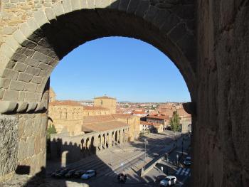 Basilica of San Vicente as seen from atop the walls of Ávila, Spain.