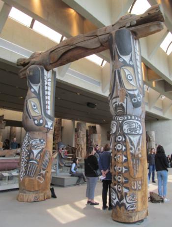First Nations welcome gate poles in Vancouver's Museum of Anthropology. Photo by Julie Skurdenis