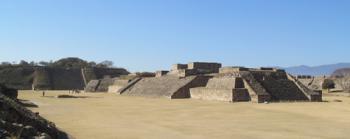 View over the Grand Plaza, with buildings G, H and I — Monte Albán, southern Mexico.