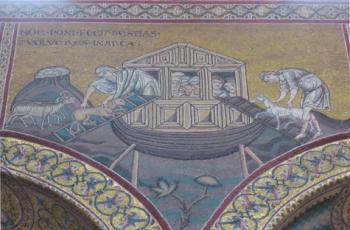 Mosaic of Noah loading animals into the ark — Monreale Cathedral. Photos by Julie Skurdenis