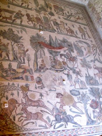 Mosaic in the Room of the Small Hunt — Villa Romana del Casale, Sicily.
