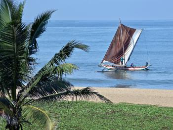 A catamaran on the Indian Ocean near the Heritance Negombo hotel.