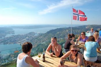 A flag-flying perch above Bergen, Norway. Photo by Rick Steves