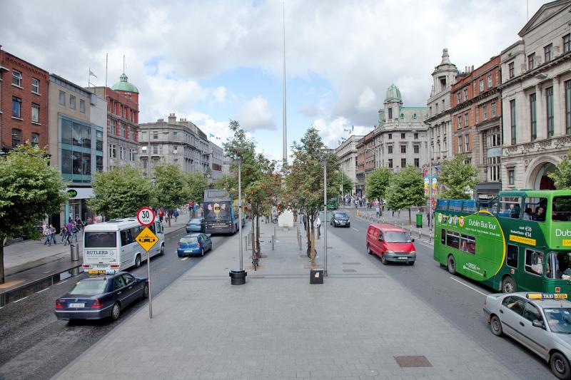A walk along Dublin’s O’Connell Street median is filled with history, though the 400-foot spike in the center — called The Spire — is a memorial to nothing. Photo by Dominic Arizona Bonuccelli